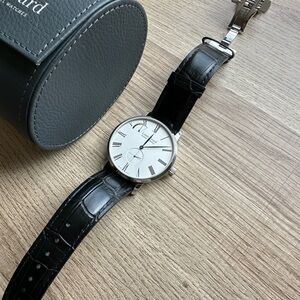 Men's Black Leather Strap Watch